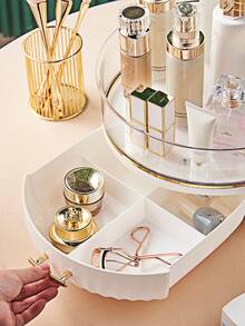 Xoay 360 độ Bảo quản đồ trang điểm Đối với , Dung lượng lớn Có ngăn kéo Phòng tắm Hộp đựng , Kéo sợi Trang điểm Giá đỡ , Phù hợp Mỹ phẩm , Chăm sóc da , Son môi , Nước hoa - trắng - Xem 4