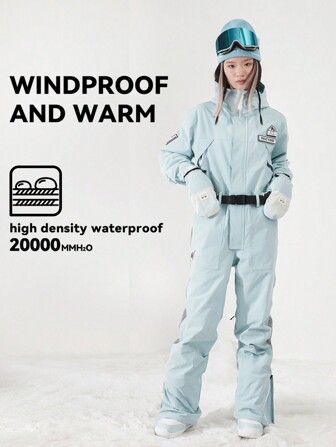 滑雪連身衣,男女通用,防水防風,抗磨耐用,透氣彈性保暖,適用於高山和下坡滑雪,純色運動戶外滑雪服
