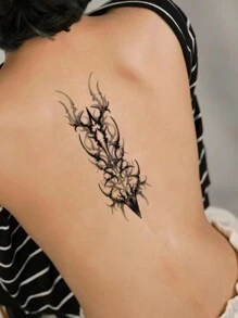 1sheet Waterproof, Sweatproof, Washable, Non-Reflective Temporary Tattoo Sticker, Fashionable & Suitable For Fashion Leader, Daily Use - Black - View 4