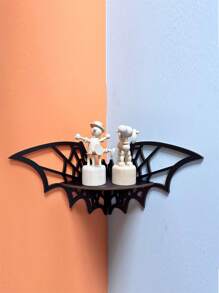 新設計的木製黑色蝙蝠形狀的直角中空創意風格收納架裝飾品牆飾 - 黑色 - 查看 1