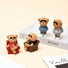 Phim hoạt hình dễ thương Hình gấu Con heo đất Bức tượng nhỏ , Sống Đồ trang trí Nhựa Thủ công Bàn Vật trang trí - gấu thể thao - Xem 6