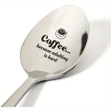有趣的禮物,不銹鋼雕刻勺,咖啡勺、麥片勺、冰淇淋勺、甜點勺、果醬勺,精美禮物、生日禮物、假日禮物,咖啡配件 - 銀色 - 查看 2
