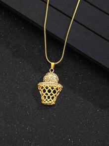 1 件篮球爱好者夸张朋克创意高档篮球吊坠项链男孩街头珠宝配饰青少年生日礼物 - 彩色 - 查看 5