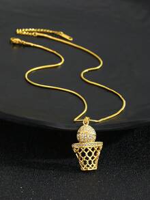 1 件篮球爱好者夸张朋克创意高档篮球吊坠项链男孩街头珠宝配饰青少年生日礼物 - 彩色 - 查看 3