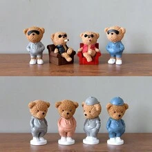 Phim hoạt hình dễ thương Hình gấu Con heo đất Bức tượng nhỏ , Sống Đồ trang trí Nhựa Thủ công Bàn Vật trang trí - gấu thể thao - Xem 7