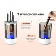 1件usb電動化妝刷清潔器,全自動化妝刷清潔工具,電動化妝刷清潔裝置,無損刷子清潔,超音波振動深度清潔,多個刷子一次清潔,可視體,清晰可見 - 白色 - 查看 5