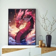 1pc Diy 5d Diamond Painting Full Drill Cartoon Dragon Mosaic Artwork Wall Decor Without Frame - Multicolor - View 4