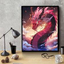 1pc Diy 5d Diamond Painting Full Drill Cartoon Dragon Mosaic Artwork Wall Decor Without Frame - Multicolor - View 3