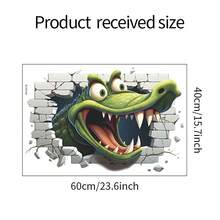 1pc Cartoon Crocodile Wall Sticker, Unique Personalized Style - Multicolor - View 3