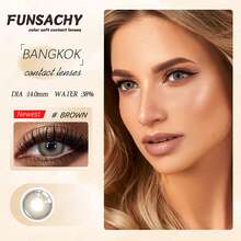 Funsachy灰色自然柔軟隱形眼鏡 年拋柔軟隱形眼鏡14.0mm,眼妝必備