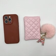 1入心形毛球字母鑰匙扣錢包便攜式旅行小拉鍊珠寶收納袋女性短式信用卡收納包大容量錢包字母首字母鑰匙扣可愛的毛絨絨鑰匙包包字母首字母A-Y情人節禮物熱粉紅色錢包 - 粉色 - 查看 6