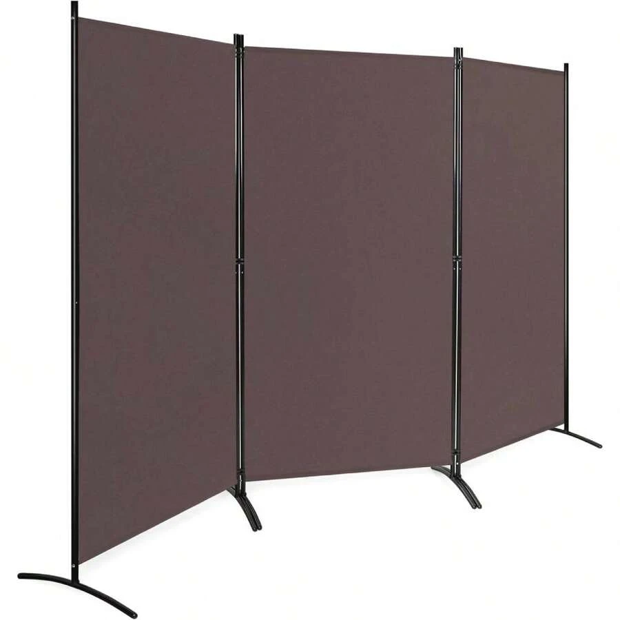 Screen, Room Divider For Privacy, Partition Made Of Fabric & Metal, Opaque Partition, Stable With Support Feet, Easy To Store, For Garden Balcony Office - Brown - View 1