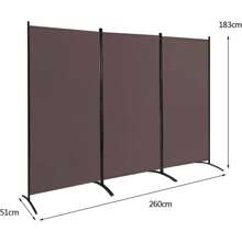 Screen, Room Divider For Privacy, Partition Made Of Fabric & Metal, Opaque Partition, Stable With Support Feet, Easy To Store, For Garden Balcony Office - Brown - View 2