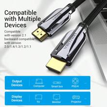 VENTION Short HDMI Cables 8K HDMI 2.1 Cable 48Gbps Ultra High Speed Cord 8K@60Hz 4K@120Hz Support Dynamic HDR, EARC, HDCP 2.2&2.3 Compatible With PS4/5, Apple TV, Roku TV And More
