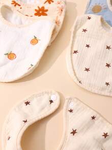 Random 3pcs Infant Bib Set For Boys In Thickened Autumn-Winter Waterproof Velvet - Multicolor - View 5