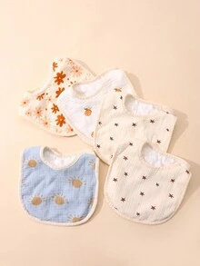 Random 3pcs Infant Bib Set For Boys In Thickened Autumn-Winter Waterproof Velvet - Multicolor - View 1