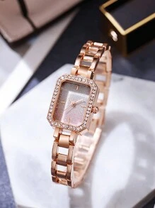 YILEIQI Fashionable Bangle Watch For Women, Rose Gold Casual Simple Style Bracelet With Digits Design - Rose Gold - View 1