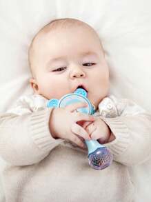 عجلة الأسنان على شكل دب للرضع الجدد 1قطعة بجرس وألعاب صوتية , لون عشوائي - الأزرق - مشاهدة 4