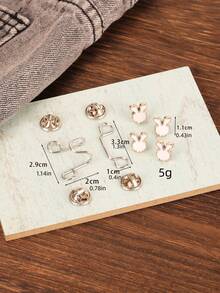 女士襯衫領口別針配隱藏按鈕和防滑扣設計,服裝配飾及固定器 - 白色兔子頭 - 查看 4