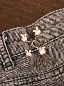 女士襯衫領口別針配隱藏按鈕和防滑扣設計,服裝配飾及固定器 - 白色兔子頭 - 查看 1