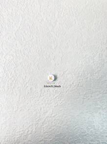 500pcs Acrylic Letter Beads: White Base With Gold Letter Alphabet Round & Flat Shape Beads With Hole For Diy Jewelry Making - White - View 2