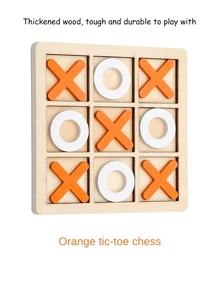 1套桌上遊戲,橙白色tic Tac Toe拼圖,木質九宮格培養邏輯思維玩具,創意禮物休閒競技遊戲,適合初學者和青少年 - 橘白色 - 查看 4