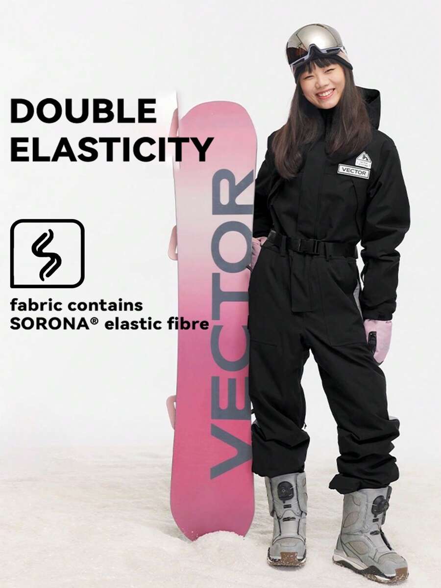 VECTOR MOTION 滑雪服男女防水防风透气耐磨弹力轻便保暖双层保暖单板滑雪装备纯色运动户外滑雪服滑雪装