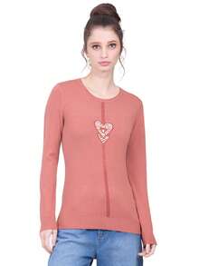 Suéter Térmico Cuello Redondo Ultra Ligero Estilizado con Estampado Corazón - Rosa Fucsia - Ver 3