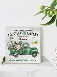 1 件 10cm*10cm PVC 三叶草卡丁车图案装饰，一面印有“幸运农场”，是日常装饰品，适合客厅、会议室、图书馆、办公桌、吧台、餐桌，也可作为送给朋友的复活节纪念礼物 - 彩色 - 查看 1