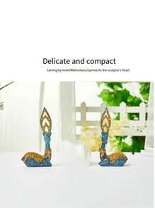 1入組小鹿雕像（一對）,適用於客廳、家居裝飾,金色奢華藝術品,微型現代簡約風格,幸運鹿供電視機架、酒櫃、中式和汽車裝飾展示,是情人節、新年和節慶、朋友的祝福禮物。 - 藍色 - 查看 4