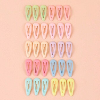 30pcs/Box Korean Style Sweet Princess Candy Macaroon Colored Mini 3cm Matte Candy Color Hair Clips, Great For Everyday Outfit, Back-To-School Gifts, Parties, Vacations