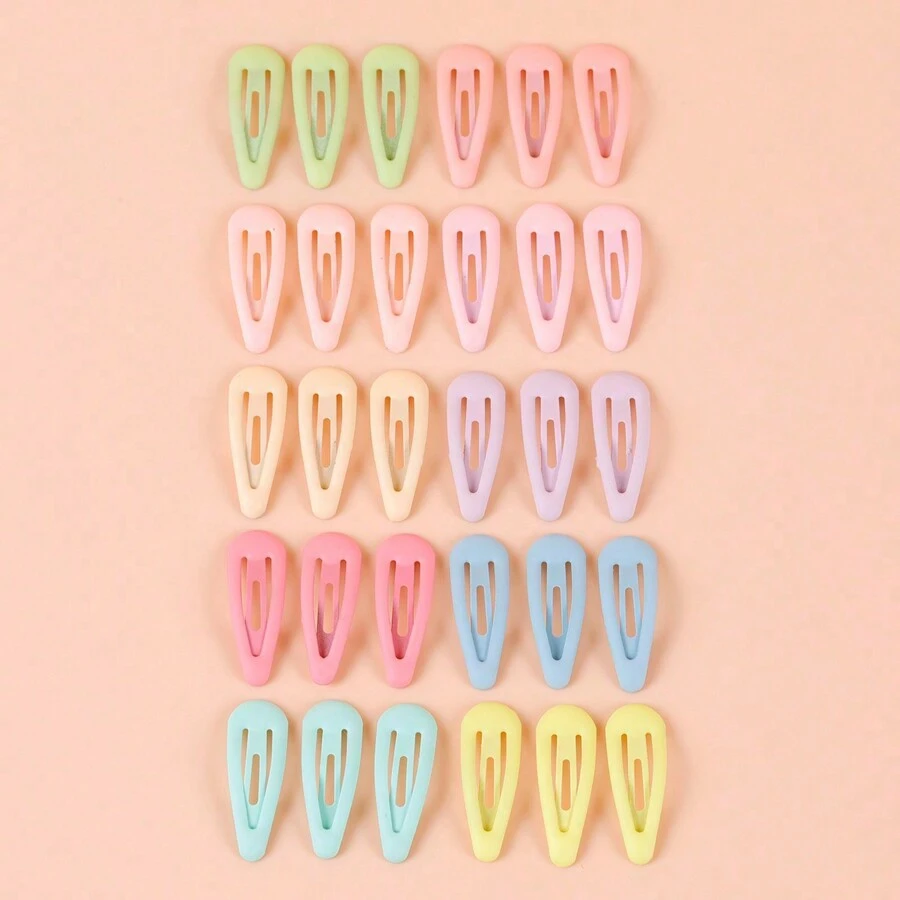 30pcs/Box Korean Style Sweet Princess Candy Macaroon Colored Mini 3cm Matte Candy Color Hair Clips, Great For Everyday Outfit, Back-To-School Gifts, Parties, Vacations - Multicolor - View 1