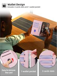 keyunfei 1 件玫瑰金钱夹卡夹翻盖 PU 皮革手机壳适用于 Apple 17 Pro Max/12、Galaxy S23、P20 Lite、11 Lite、Redmi 9A、Pixel 5、Realme C21Y、OPPO Reno 8T 4G、OnePlus Nord N200 5G、Honor 90 5G - 玫瑰金 - 查看 7