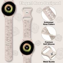 Unbeinst 1pc 20mm Embossed Rose Silicone Watch Band, Waterproof Sports Band For Women, Compatible With Samsung Galaxy Watch 6/5/4 (40mm 44mm) /Galaxy Watch 5 Pro (45mm) /Galaxy Active 2 /Galaxy Watch 3