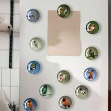 12入組30mm/1.18英寸圓形水晶玻璃冰箱磁鐵,3d高清蜂鳥系列水晶磁鐵,適用於廚房、辦公室白板、櫥櫃和洗碗機的工藝裝飾 - 3D蜂鳥系列圖案 - 查看 8