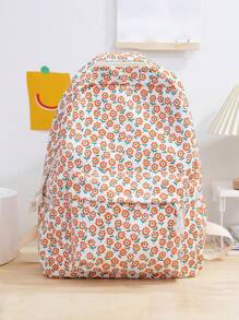 百搭小碎花兒童背包,全身花卉圖案背包,拉鍊時尚背包,旅行前衛背包 - 彩色 - 查看 1
