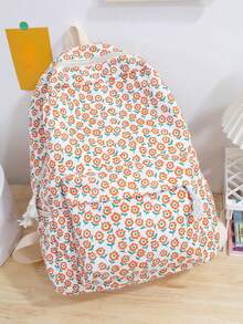 百搭小碎花兒童背包,全身花卉圖案背包,拉鍊時尚背包,旅行前衛背包 - 彩色 - 查看 2