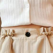 2 顆腰別針；腰部；褲腰大變小；收緊；也可作為胸針固定衣服；服飾與飾品;裙腰調節；衣服固定夾 - 白色 - 查看 4