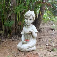 1pc Ladybug Girl Solar Light Resin Craft Garden Decoration - White - View 1