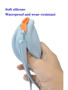 2pcs Round Silicone Coin Purse For Data Cable, Earphone, Key Storage Portable Jewelry Makeup Bag - Sky Blue Beige - View 3