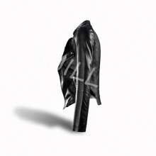 Chaqueta Chamarras Sintético De Piel Para Mujer - Negro - Ver 6