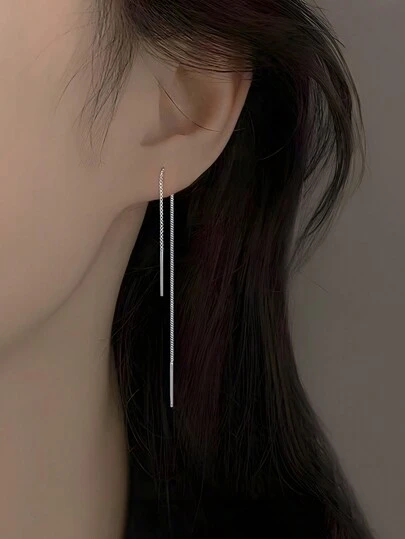 ELSEDES 1 par Fashion Sterling Silver Tofs Design Silver Threader örhängen för kvinnor för daglig pendlingssemester