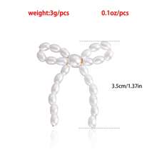 1對復古假珍珠蝴蝶結耳環 - 金色 - 查看 10