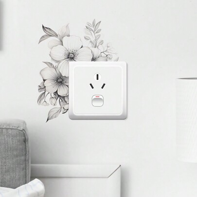 1pc Minimalist Sketch Flower Design Light Switch Sticker, Stickers, Wall Decal, Vinyl Decal For Home Decorations, Spring Decoration Items Refresh Your Home, Festival Decoration Stickers Gifts Birthday Graduation