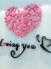 1入暖色浪漫3d壁掛,適用於臥室和客廳裝飾 - 紅色 - 查看 5