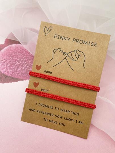 1 Set di braccialetti rossi intrecciati stile cinese fatti a mano, regalo di San Valentino, regolabili per fidanzato e fidanzata, mamma, Festa della mamma