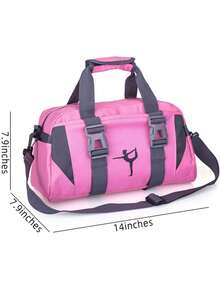 1個粉色瑜伽包,男女皆宜的健身旅行包,運動斜挎肩袋,手提行李袋 - 玫紅色 - 查看 3