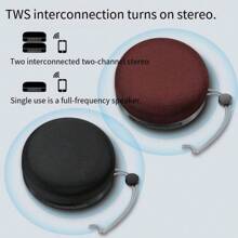 1只無線揚聲器,具有強力低音,迷你布料設計和可攜帶掛繩,tws揚聲器 - 黑色 - 查看 6