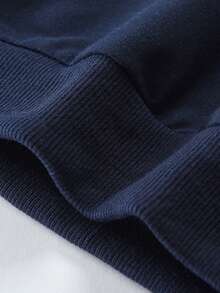 男童秋冬款時尚卡通和標語印花圓領運動衫 - 藏蓝色 - 查看 5