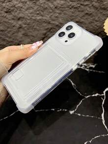 透明tpu手機殼,具有4角緩衝裝置和卡片收納功能,與iphone兼容 - 無色 - 查看 5